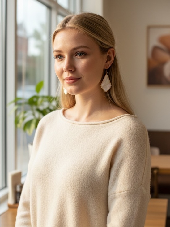 Hypoallergenic Reversible Marble Tear Drop Earrings #6 - Picture 3 of 6